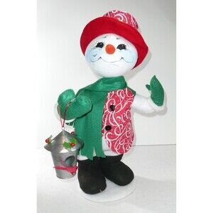 Annalee Christmas Swirl Snowman 20" 2019 w/ Birdhouse Red White Outfit Hat Doll